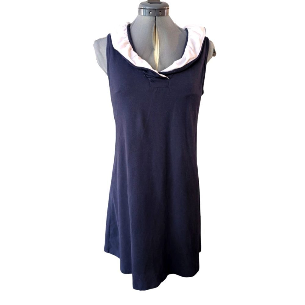 Duffield Women's Blue Cotton Dress With White Ruffle Collar XS